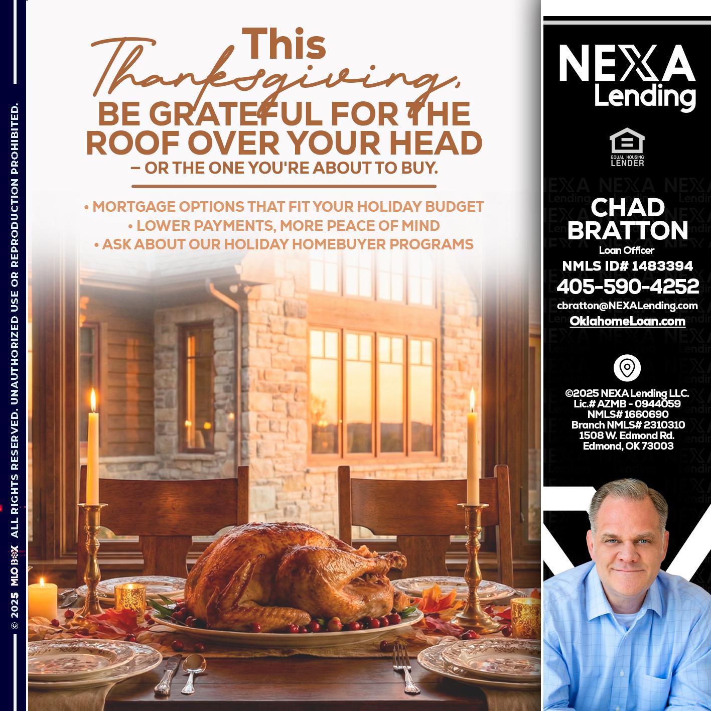 THIS THANKSGIVING - Chad Bratton -Senior Loan Officer