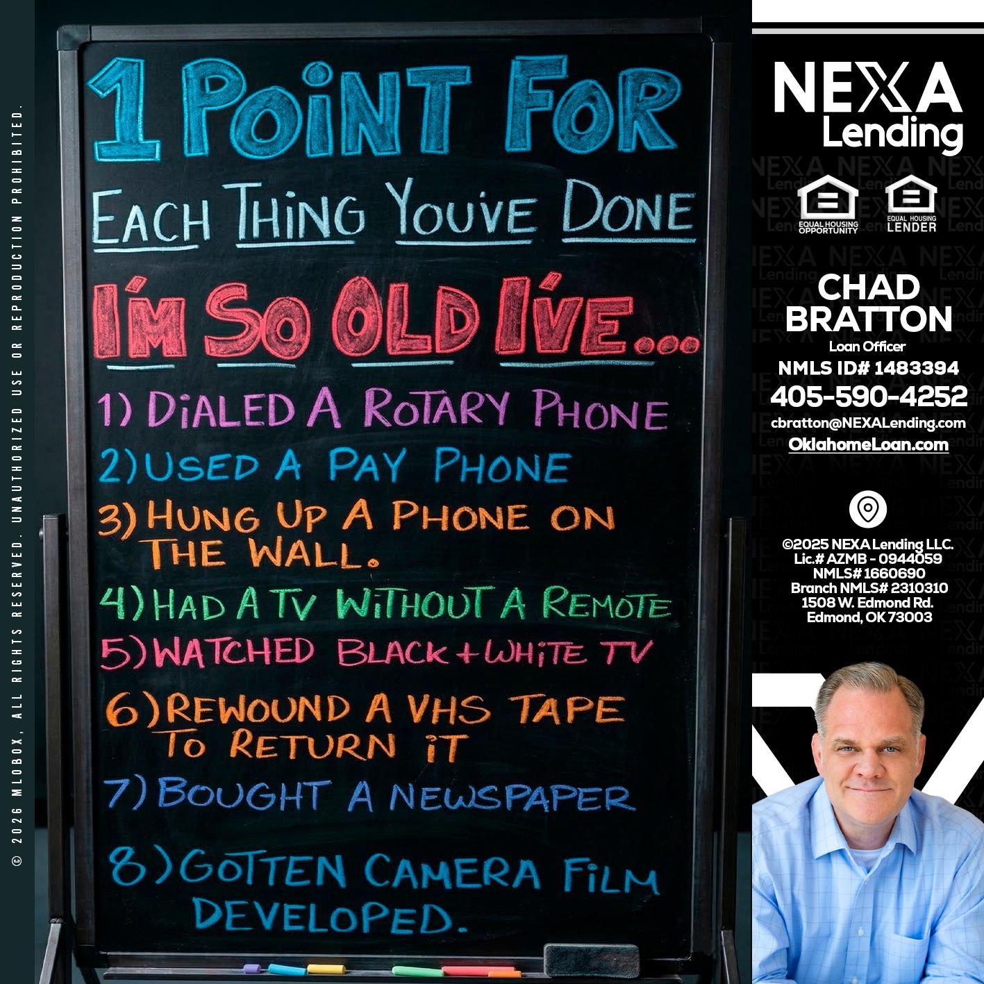 1 point for - Chad Bratton -Senior Loan Officer