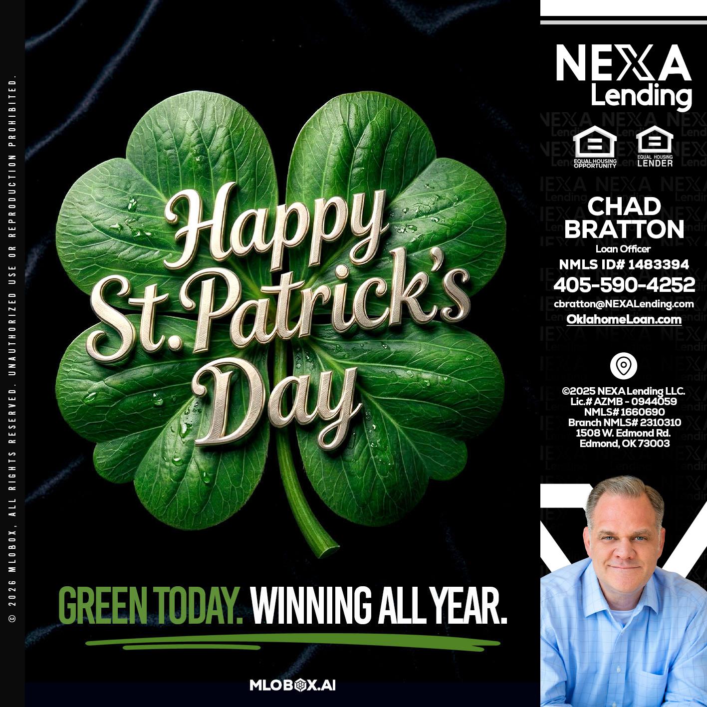 happy st. Patricks day - Chad Bratton -Senior Loan Officer