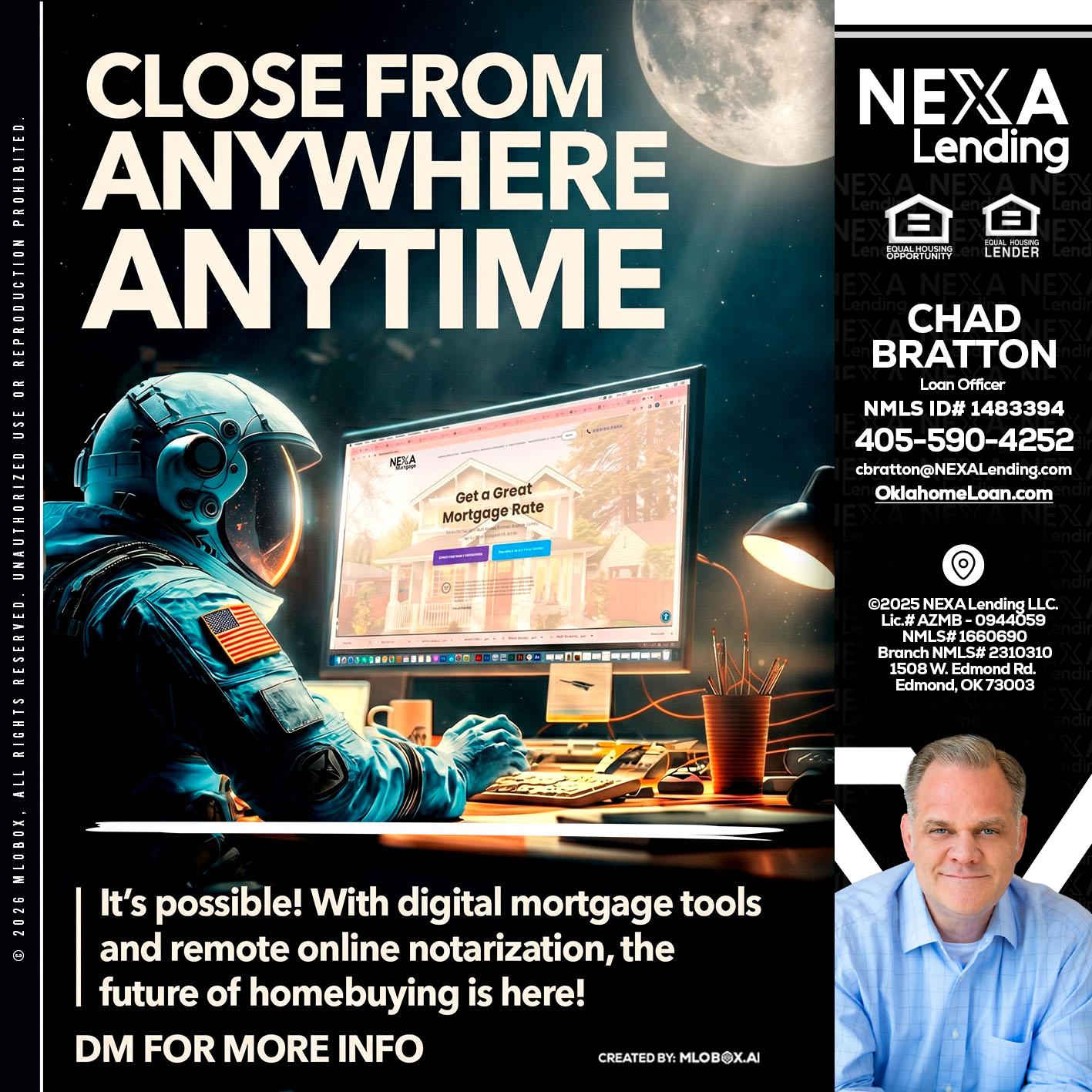 CLOSE FROM - Chad Bratton -Senior Loan Officer