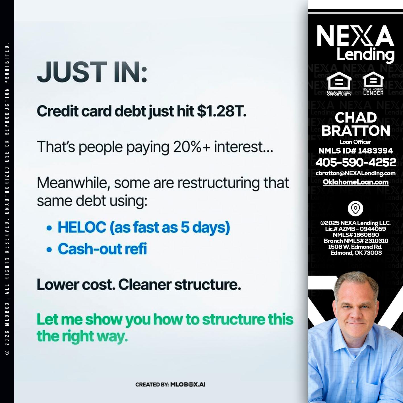 JUST IN - Chad Bratton -Senior Loan Officer
