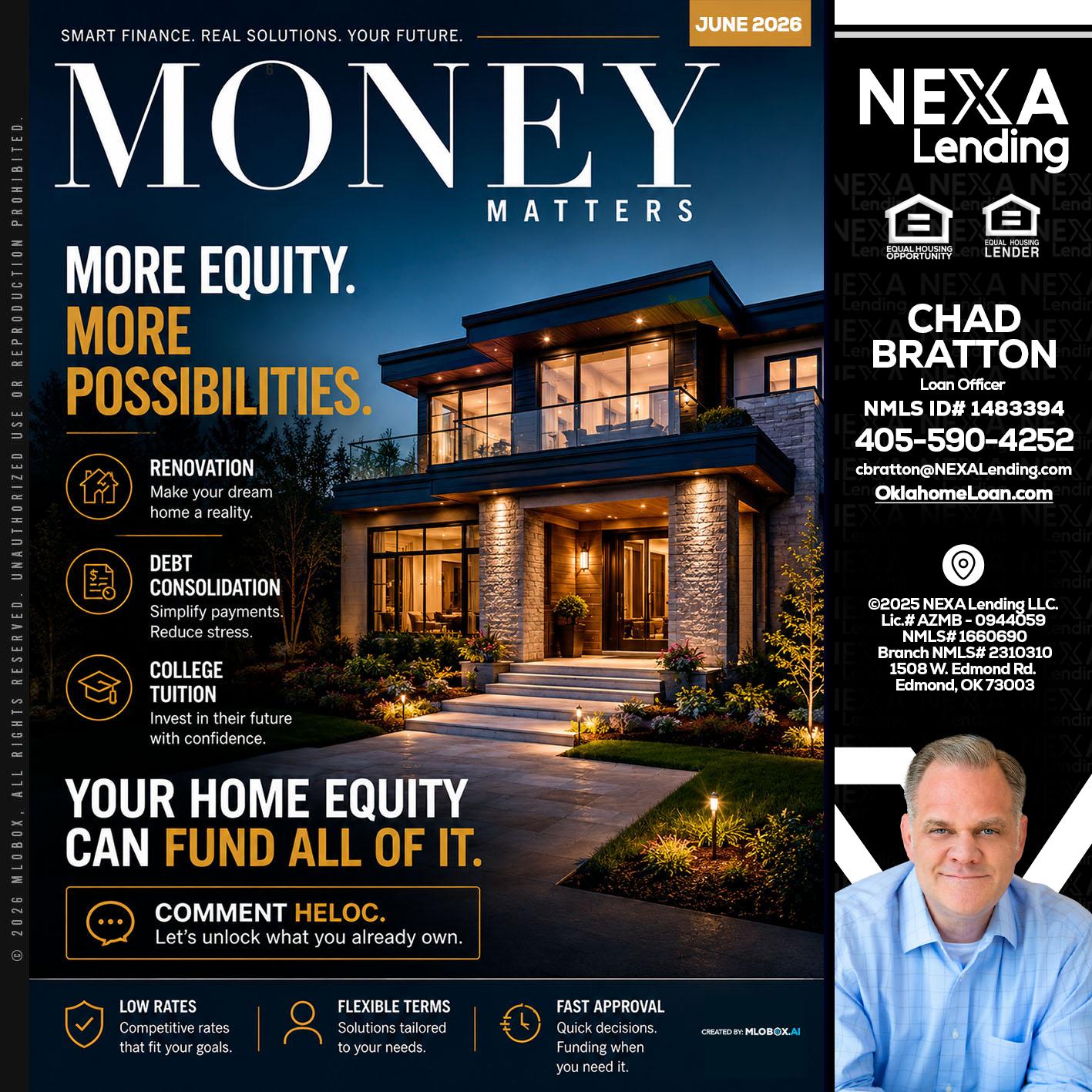 MONEY MATTERS - Chad Bratton -Senior Loan Officer