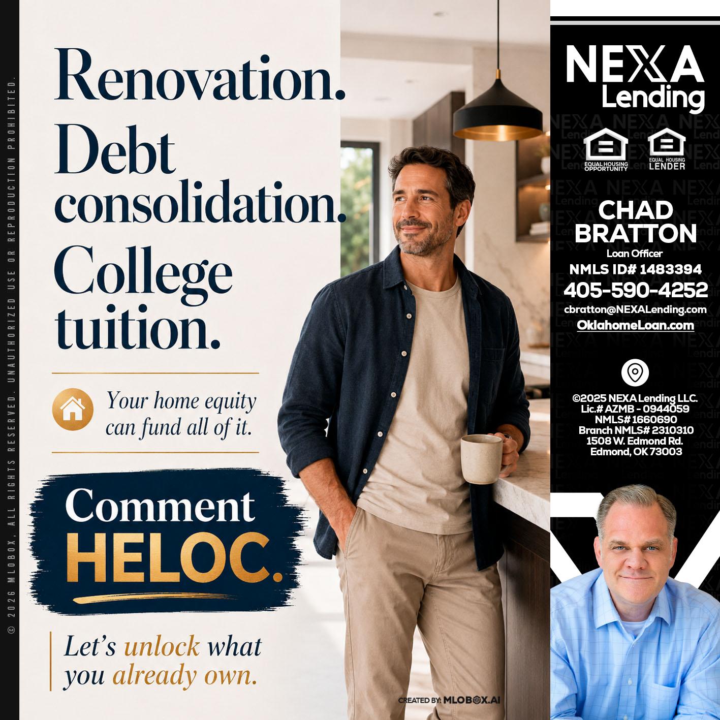 RENOVATION DEBT - Chad Bratton -Senior Loan Officer