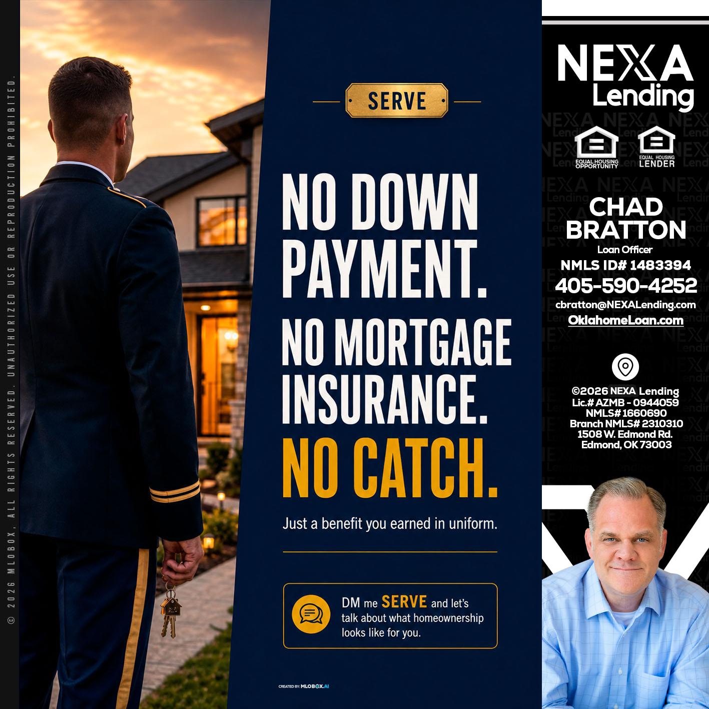NO DOWN PAYMENT - Chad Bratton -Senior Loan Officer