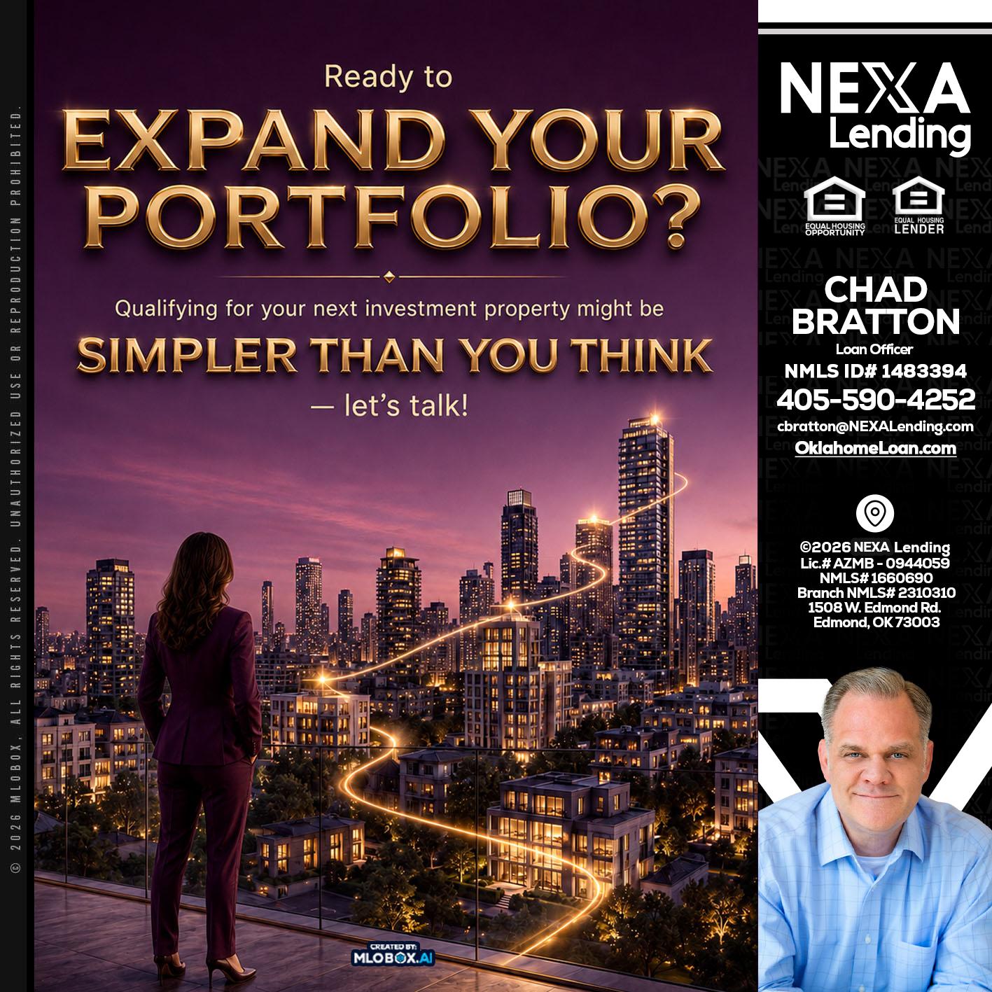EXPAND YOUR PORTFOLIO - Chad Bratton -Senior Loan Officer