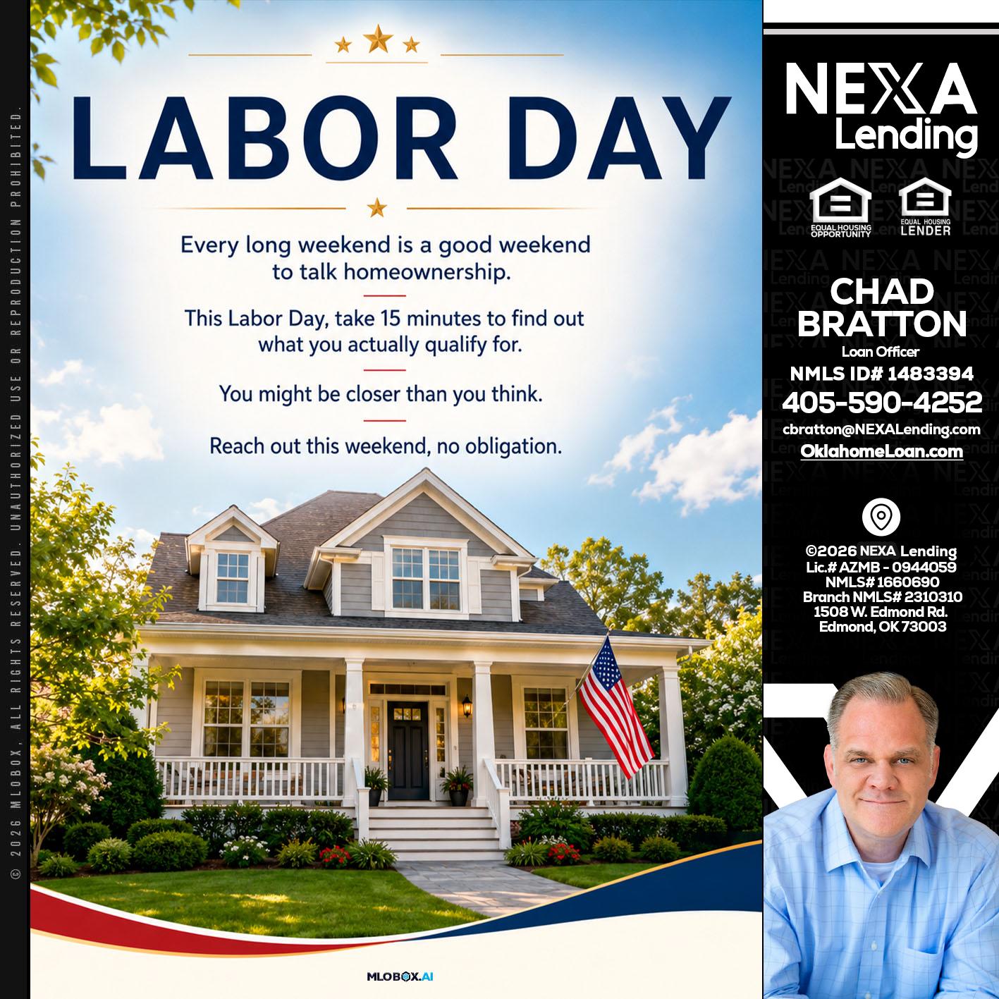 LABOR DAY - Chad Bratton -Senior Loan Officer