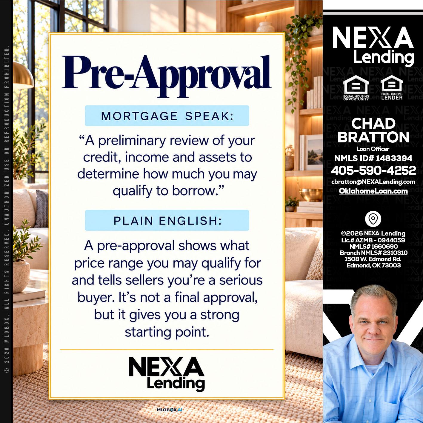 PREAPROVAL - Chad Bratton -Senior Loan Officer