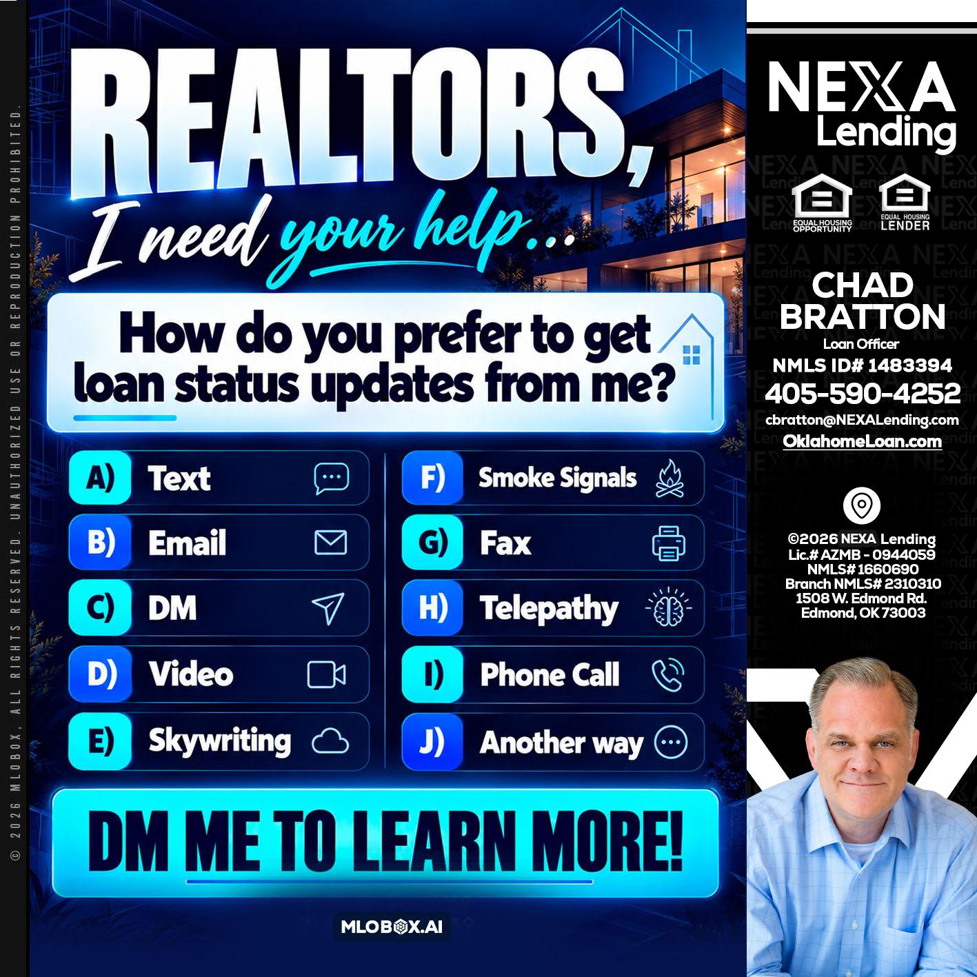 REALTORS - Chad Bratton -Senior Loan Officer