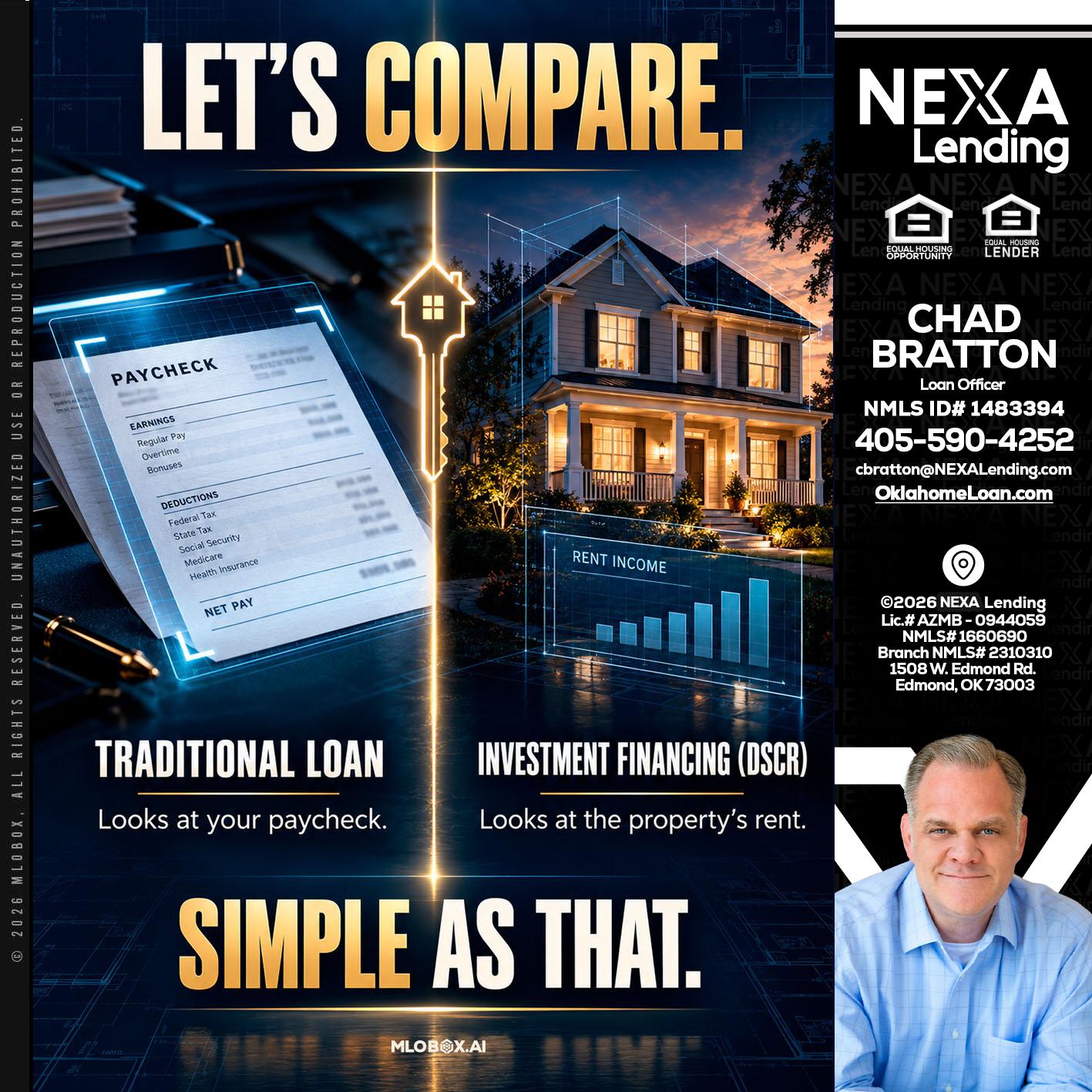 lets compare - Chad Bratton -Senior Loan Officer